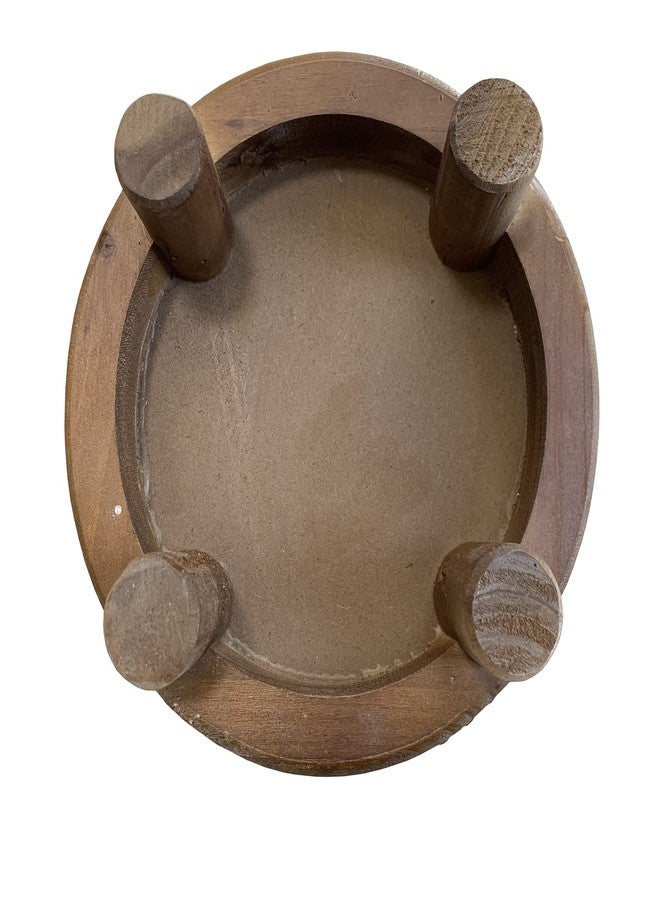 dwellington Farmhouse Beaded Wood Pedestal Tray Decor, 7.6” Round Vintage Display Stand, Decorative Accent Display Riser for Farmhouse Kitchen, Bathroom (Natural) - Image 3